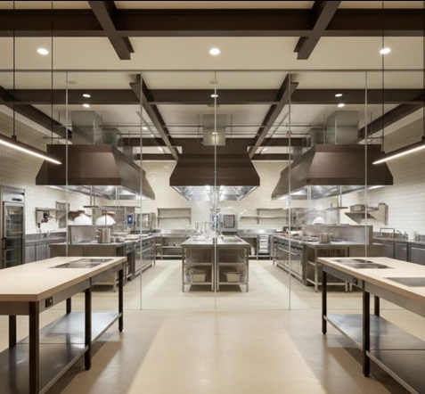 Commercial kitchen, Tashkent commercial building