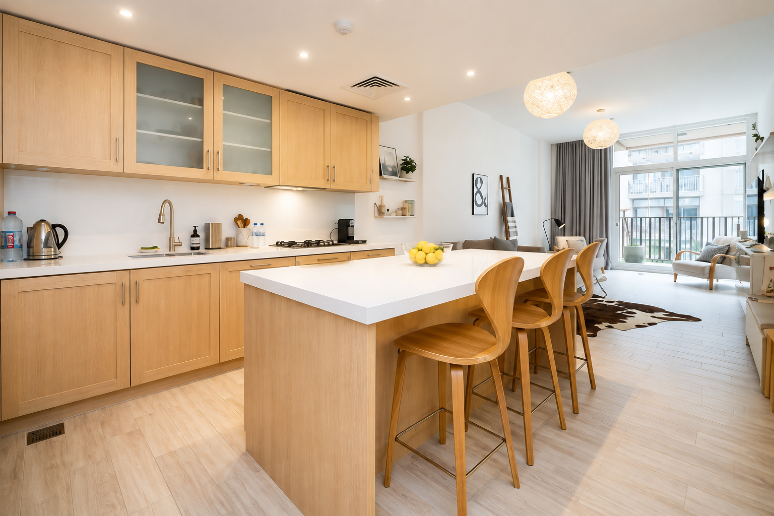 Furnished apartment kitchen island